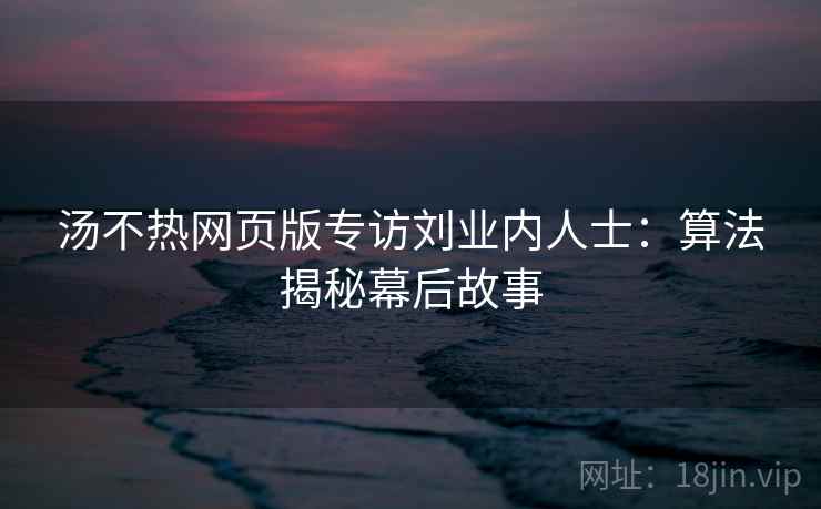 汤不热网页版专访刘业内人士：算法揭秘幕后故事